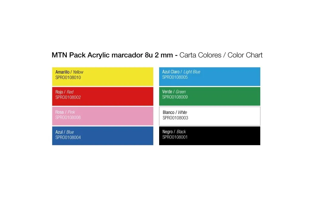 MTN Acrylic Marcador 2mm Pack (8 db-os készlet) - Image 2
